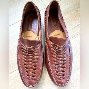 Johnston & Murphy Brown Sheepskin Leather Loafers Men’s Size 9 Brown Woven